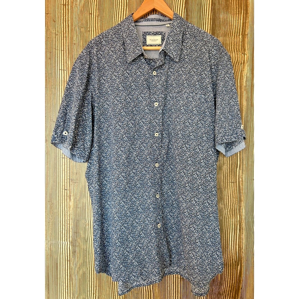 7Diamonds Men's Button Polo Shirt Geometric Dot All Over Print Preppy Size XL